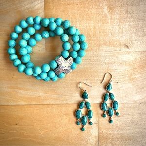 Silpada set: Howlite bracelet + Turquiose Earring